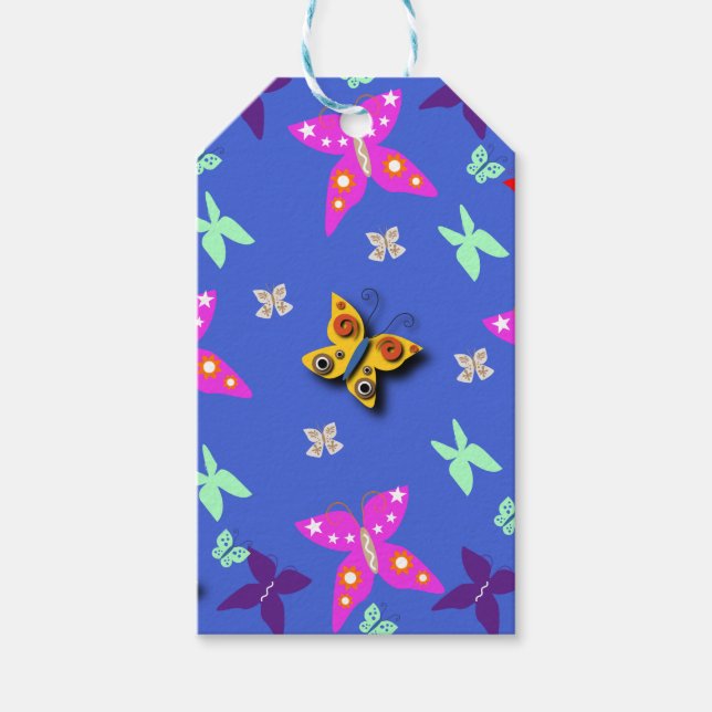 Farbenfrohe Butterfly Geschenkanhänger (Vorderseite)