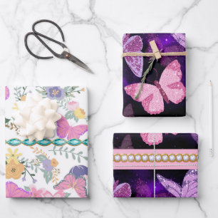 Farbenfrohe Butterfly-Geschenkwrap Geschenkpapier Set