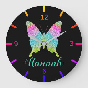 Farbenfrohe Butterfly Große Wanduhr