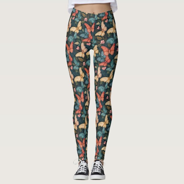 Farbenfrohe Butterfly-Inspirierte Leggings (Vorderseite)