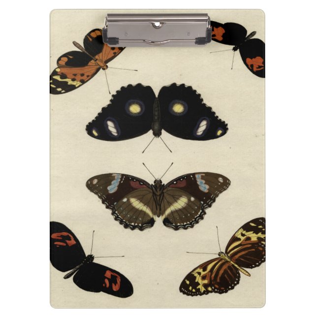 Farbenfrohe Butterfly-Medley auf Creme Background Klemmbrett (Vorderseite)