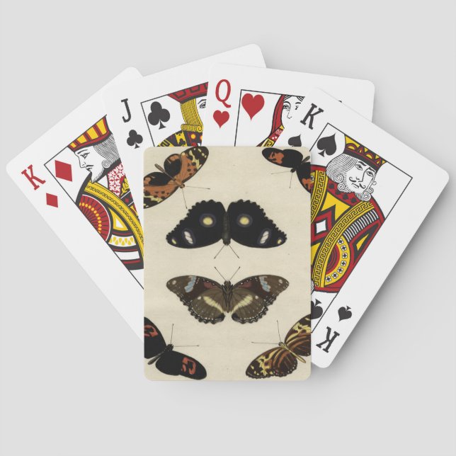 Farbenfrohe Butterfly-Medley auf Creme Background Spielkarten (Rückseite)