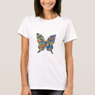 Farbenfrohe Butterfly-Mosaik T-Shirt