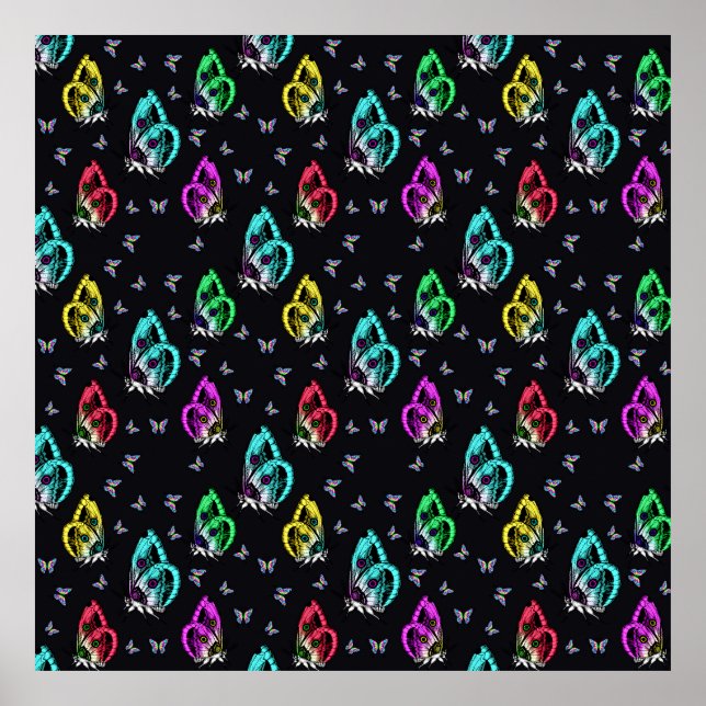 Farbenfrohe Butterfly-Muster herunterladen Poster (Vorne)