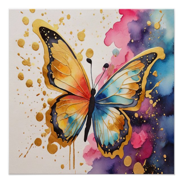 Farbenfrohe Butterfly Poster (Vorderseite)
