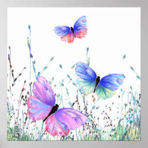 Farbenfrohe Butterfly-Poster-Frühlingsmalerei Poster