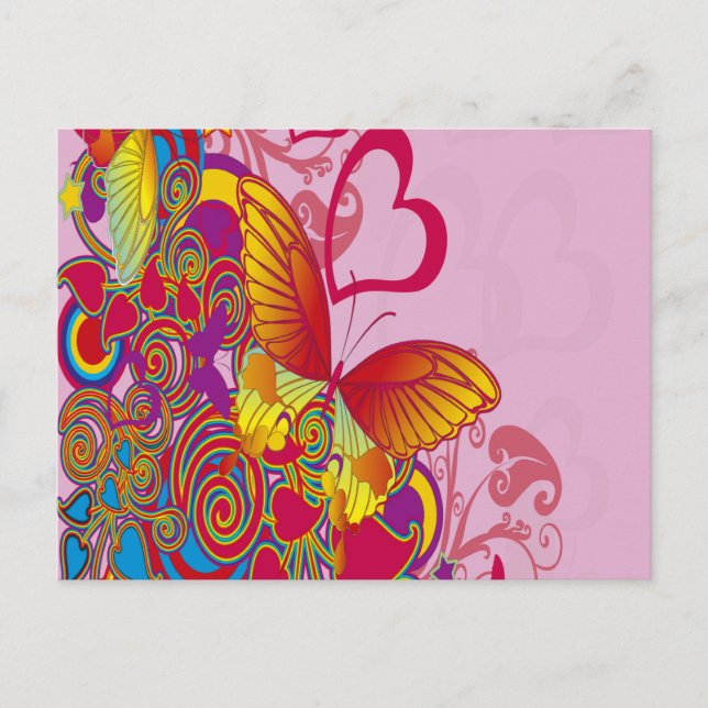 Farbenfrohe Butterfly Postkarte (Vorderseite)
