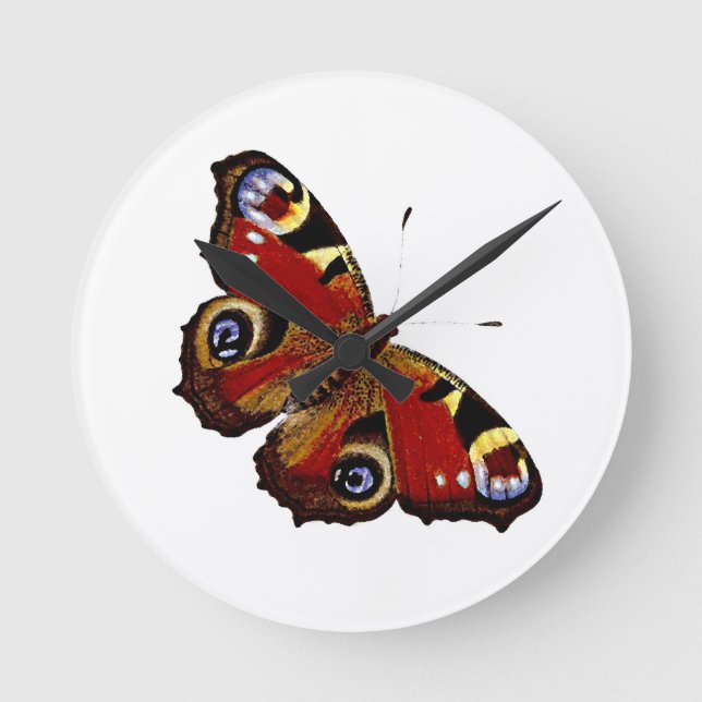 Farbenfrohe Butterfly Runde Wanduhr (Vorderseite)