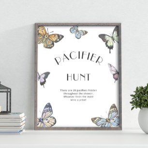 Farbenfrohe Butterfly Schnuller Hunt Baby Showspie Poster
