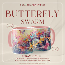Farbenfrohe Butterfly Schwarz Design Keramik Tasse