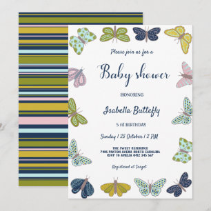 Farbenfrohe Butterfly Summer Baby Dusche Einladung