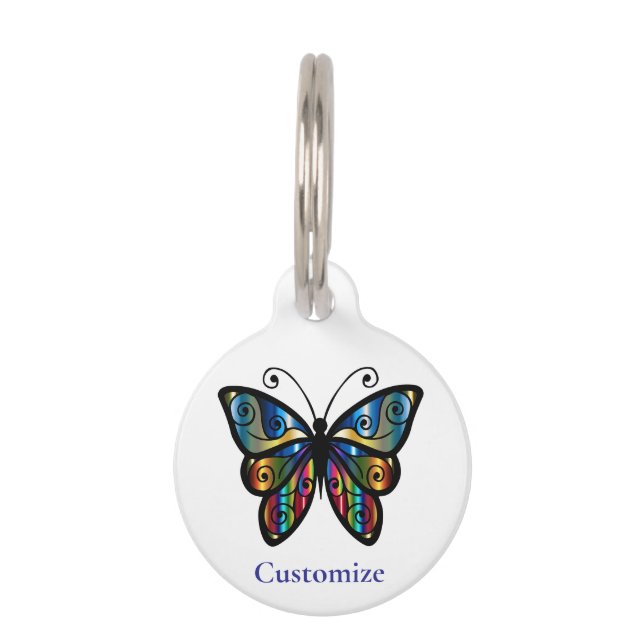 Farbenfrohe Butterfly Thunder_Cove Haustiermarke (Vorderseite)