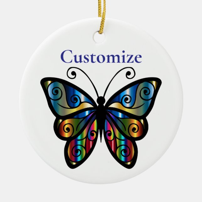 Farbenfrohe Butterfly Thunder_Cove Keramik Ornament (Vorne)