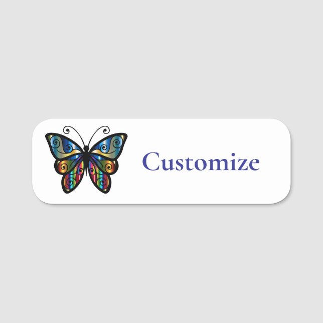 Farbenfrohe Butterfly Thunder_Cove Namensschild (Vorderseite)