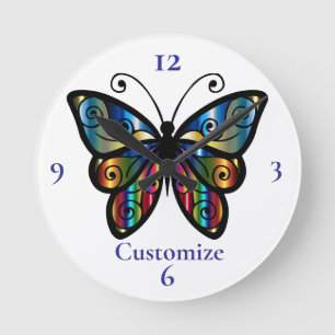 Farbenfrohe Butterfly Thunder_Cove Runde Wanduhr