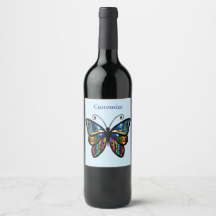 Farbenfrohe Butterfly Thunder_Cove Weinetikett