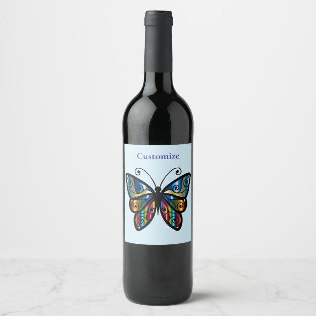 Farbenfrohe Butterfly Thunder_Cove Weinetikett (Vorderseite)