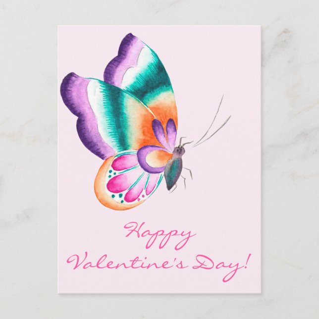 Farbenfrohe Butterfly | Valentinstag Postkarte (Vorderseite)