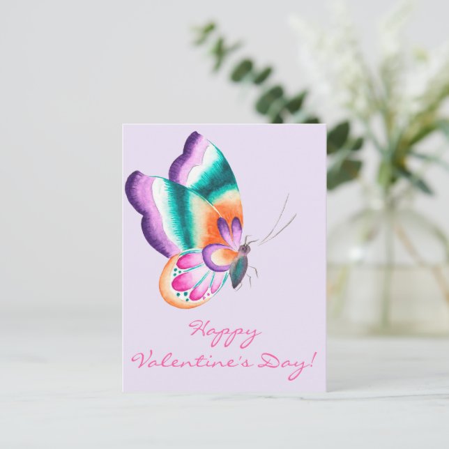 Farbenfrohe Butterfly | Valentinstag Postkarte (Stehend Vorderseite)