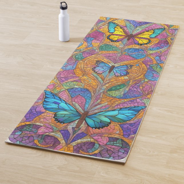 Farbenfrohe Butterfly Yoga Mat - Schönes Mosaik Yogamatte (Beispiel)