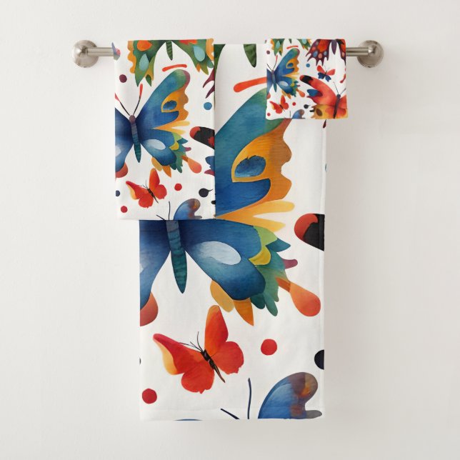 Farbenfrohe Butterfly zeichnend Badhandtuch Set (Insitu)