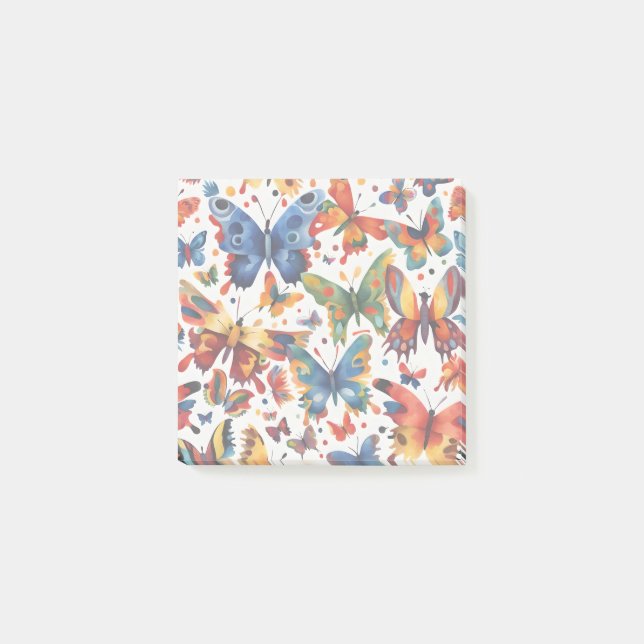 Farbenfrohe Butterfly zeichnend Post-it Klebezettel (Vorderseite)