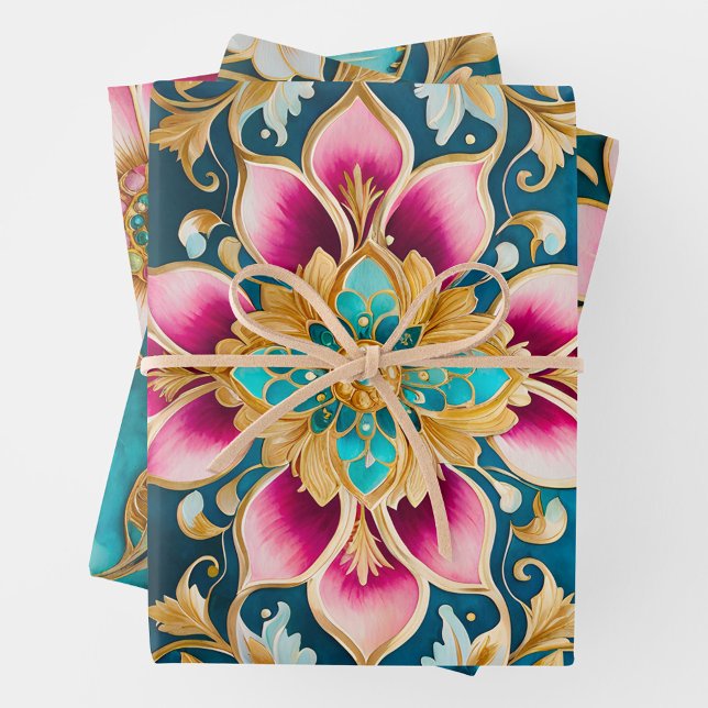 Farbenfrohe byzantinische Kunstschmiedetafeln Geschenkpapier Set (Von Creator hochgeladen)