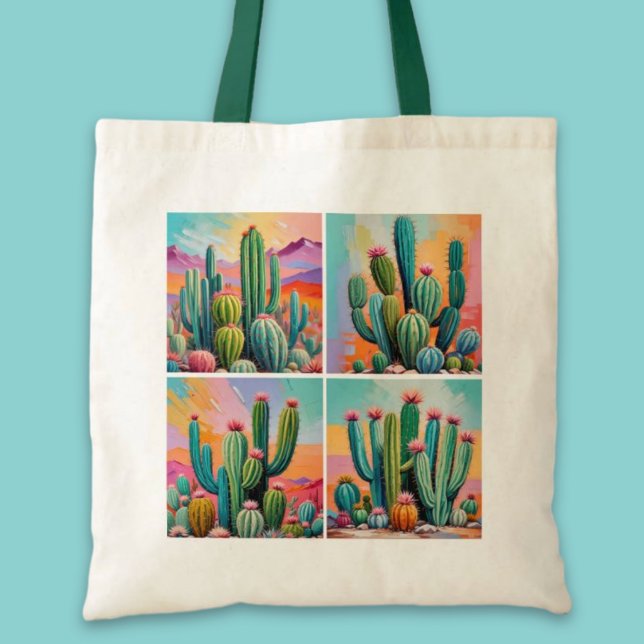Farbenfrohe Cacti Tote Tasche (Colorful Cacti Tote Bag)