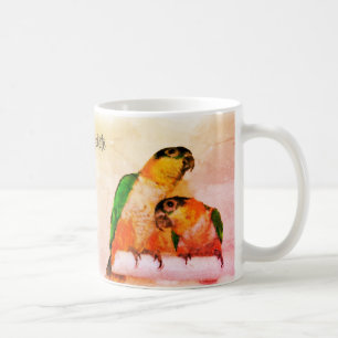 Farbenfrohe Caique Parrot Pair Bird Art Personalis Kaffeetasse