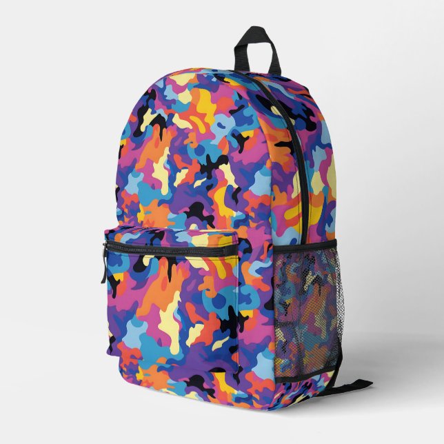 Farbenfrohe Camouflage Bedruckter Rucksack (Rückseitige Ecke Rechts)