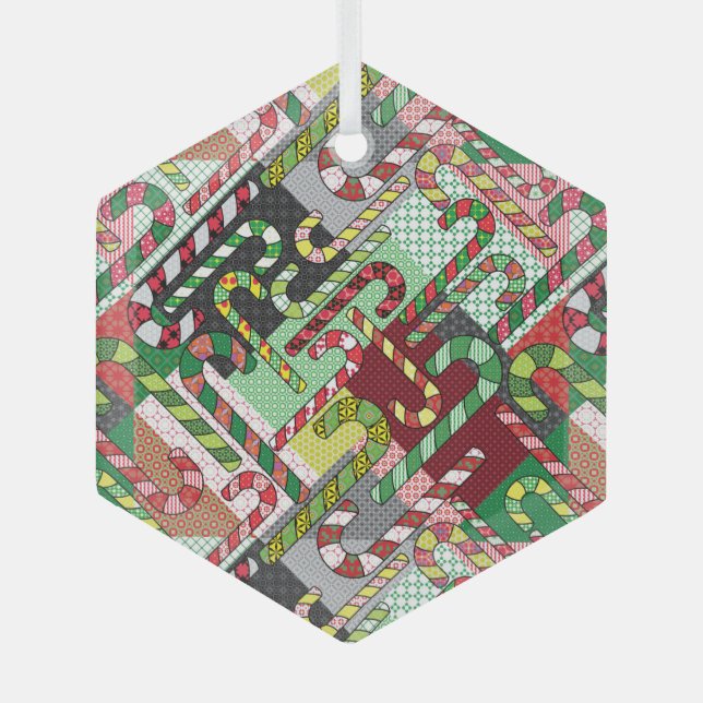 Farbenfrohe Candy Canes Ornament Aus Glas (Vorderseite)