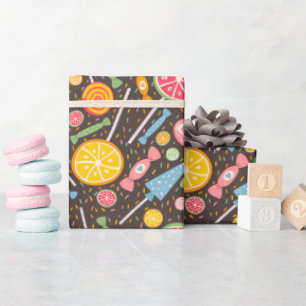 Farbenfrohe Candy Explosion Lollipop Blue Orange R Geschenkpapier