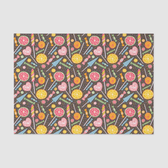 Farbenfrohe Candy Explosion Lollipop Blue Orange R Seidenpapier (Vorderseite)