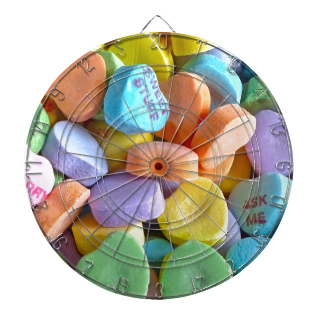 Farbenfrohe Candy Hearts Dartscheibe (vorne)