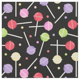 Farbenfrohe Candy Lollipops Muster auf schwarz Stoff