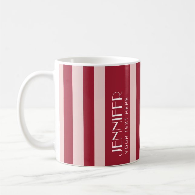 Farbenfrohe Candy Rainbow Rot Moderne Streifen Kaffeetasse (Links)
