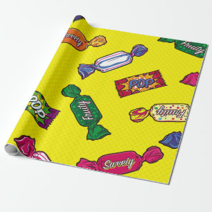 Farbenfrohe Candy Seamless Patternart, Pop, Süßigk Geschenkpapier