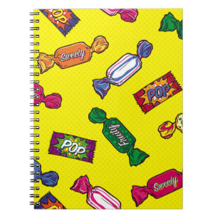 Farbenfrohe Candy Seamless Patternart, Pop, Süßigk Notizblock