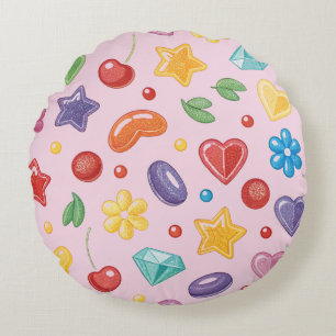 "Farbenfrohe Candy Star Round Kissen