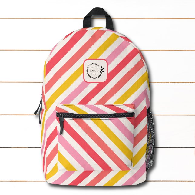 Farbenfrohe Candy Stripes Logo-Firmenlogo Bedruckter Rucksack (Von Creator hochgeladen)