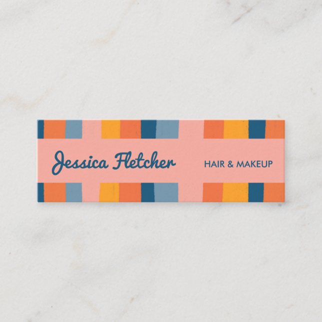 Farbenfrohe Candy Stripes Minimalistisch rosa Mini Visitenkarte (Vorderseite)