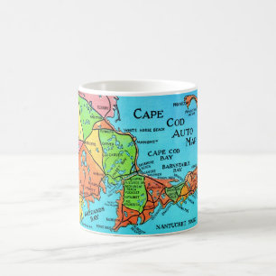 Farbenfrohe Cape Cod Postcard Tasse