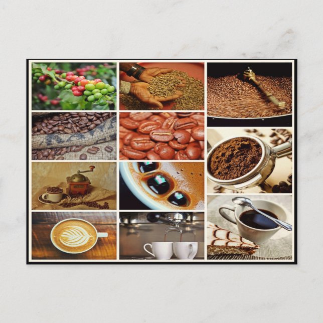 Farbenfrohe Cappuccino Kaffeehaus Getränkekollekti Postkarte (Vorderseite)