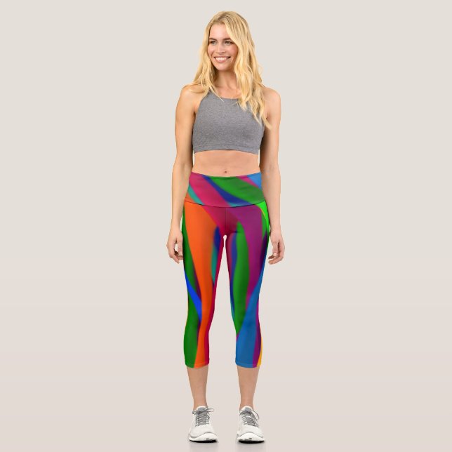 Farbenfrohe Capri Croppe 02 Yoga Pants (Vorderseite)