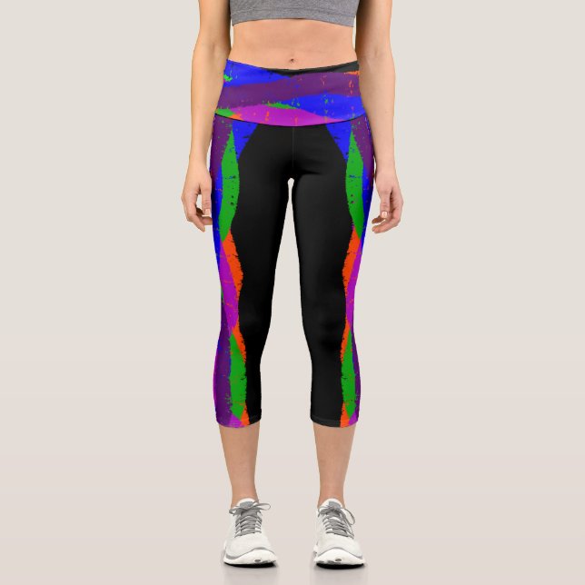 Farbenfrohe Capri Croppe 06 Yoga Pants (Vorderseite)