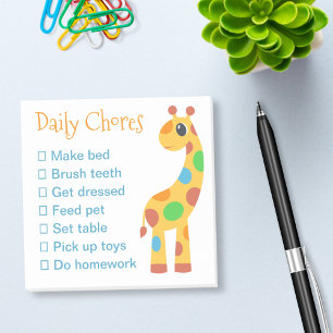 Farbenfrohe Cartoon Giraffe Daily Chores Liste Post-it Klebezettel