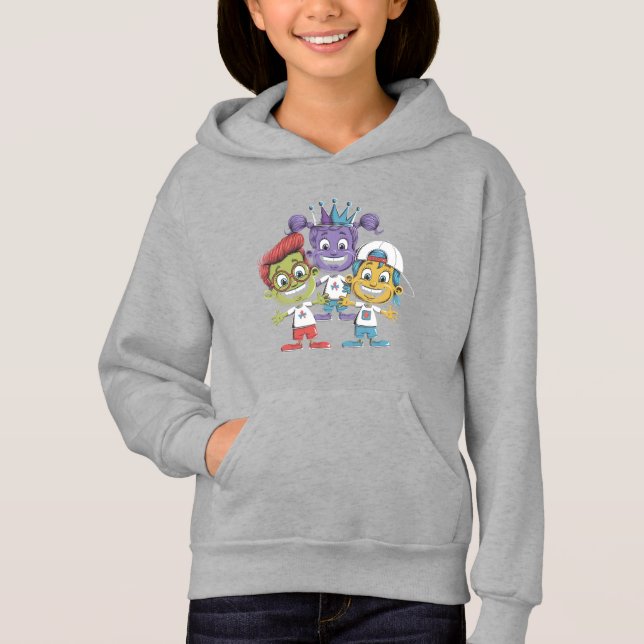 Farbenfrohe Cartoon Kinder mit spielerischen Ausdr Hoodie (Vorderseite)