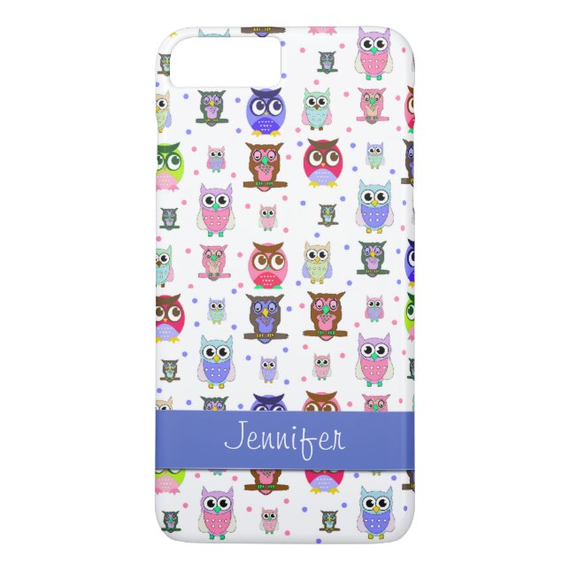 Farbenfrohe Cartoon Owls iPhone 7 Plus Fall Case-Mate iPhone Hülle (Rückseite)