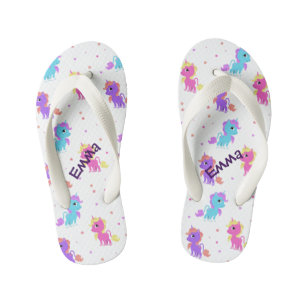 Farbenfrohe Cartoon Unicorns Girl's Flip Flops