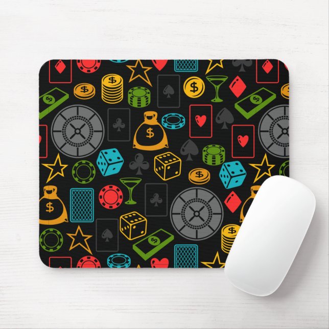 Farbenfrohe Casino Icons Mousepad (Mit Mouse)